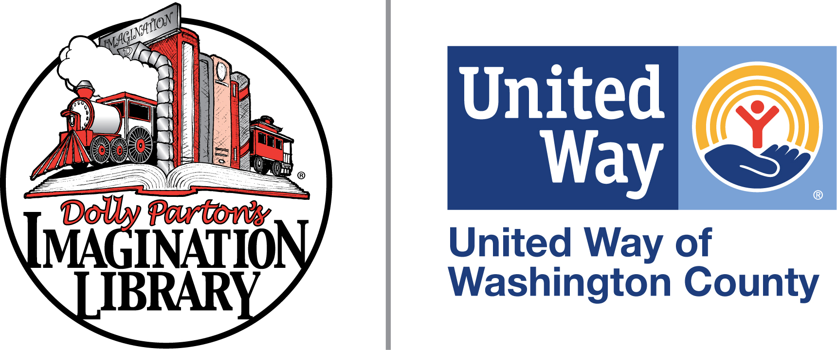 Imagination Library logo side by side with the United Way of Washington County logo.