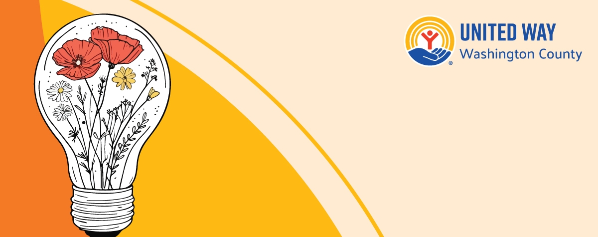 A light bulb represents thinking. Inside the lightbulb are wildflowers growing to represent spring.